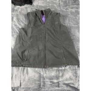Lauren Ralph Lauren Womens Black Purple Reversible Trim Zip Vest Large L-RL
